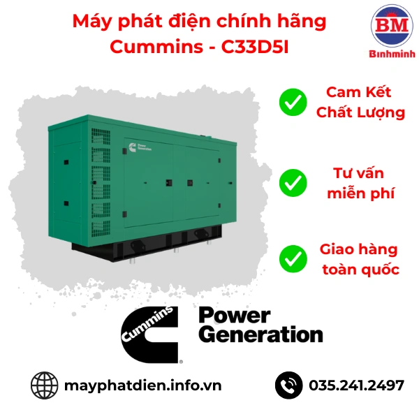 Máy Phát điện Chính Hãng Cummins C33d5i