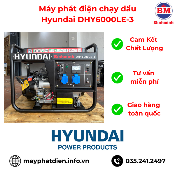 Máy Phát điện Chạy Dầu Hyundai Dhy6000le 3 Máy Phát điện Chạy Dầu Hyundai Dhy6000le 3