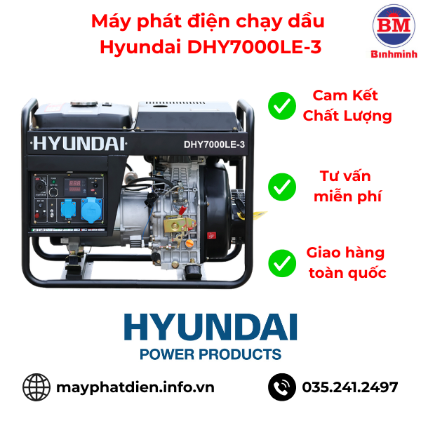 Máy Phát điện Chạy Dầu Hyundai Dhy7000le 3