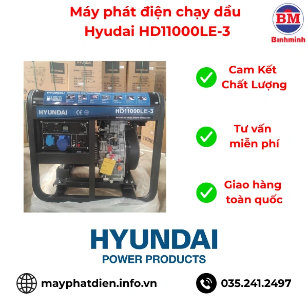 Máy Phát điện Chạy Dầu Hyudai Hd11000le 3 Máy Phát điện Chạy Dầu Hyudai Hd11000le 3