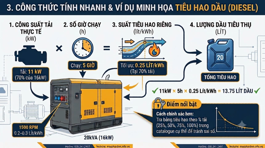 Công Thức Tính Lượng Tiêu Hao Dầu Của Máy Phát điện