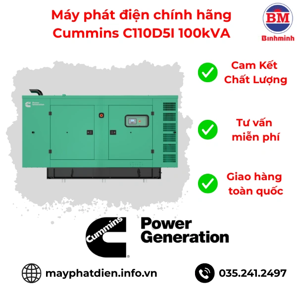 Máy Phát điện Chính Hãng Cummins C110d5i 100kva