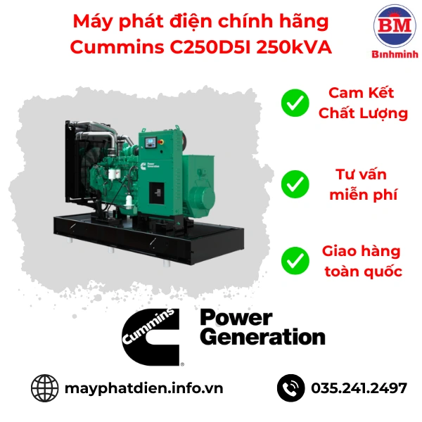 Máy Phát điện Chính Hãng Cummins C250d5i 250kva